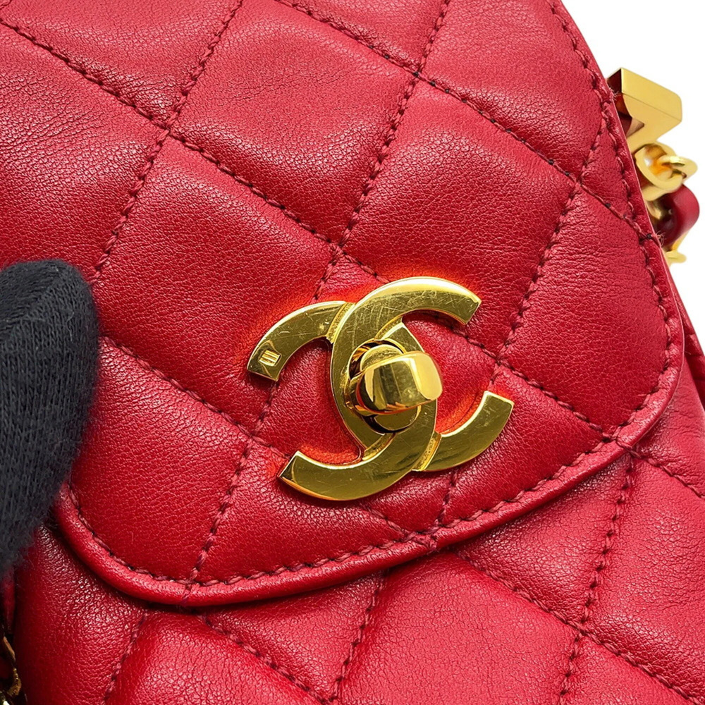 CHANEL Red Lambskin Leather Logo Pochette Wallet - Picture 9 of 16